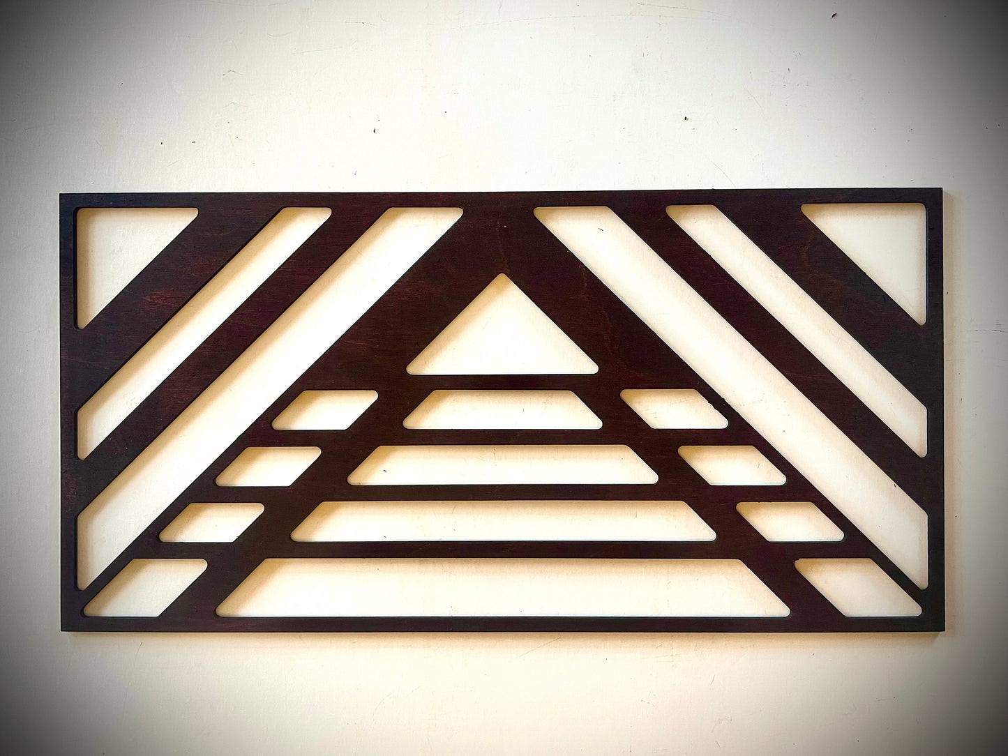 Boho Modern Art Deco Geometry wood wall art, 3 panel set in multiple sizes and finishes, Style M