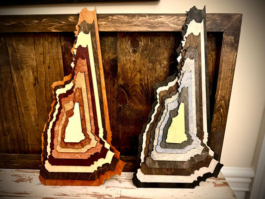 New Hampshire Stacked State 3D Wood Table & Wall Art | Multi-Color