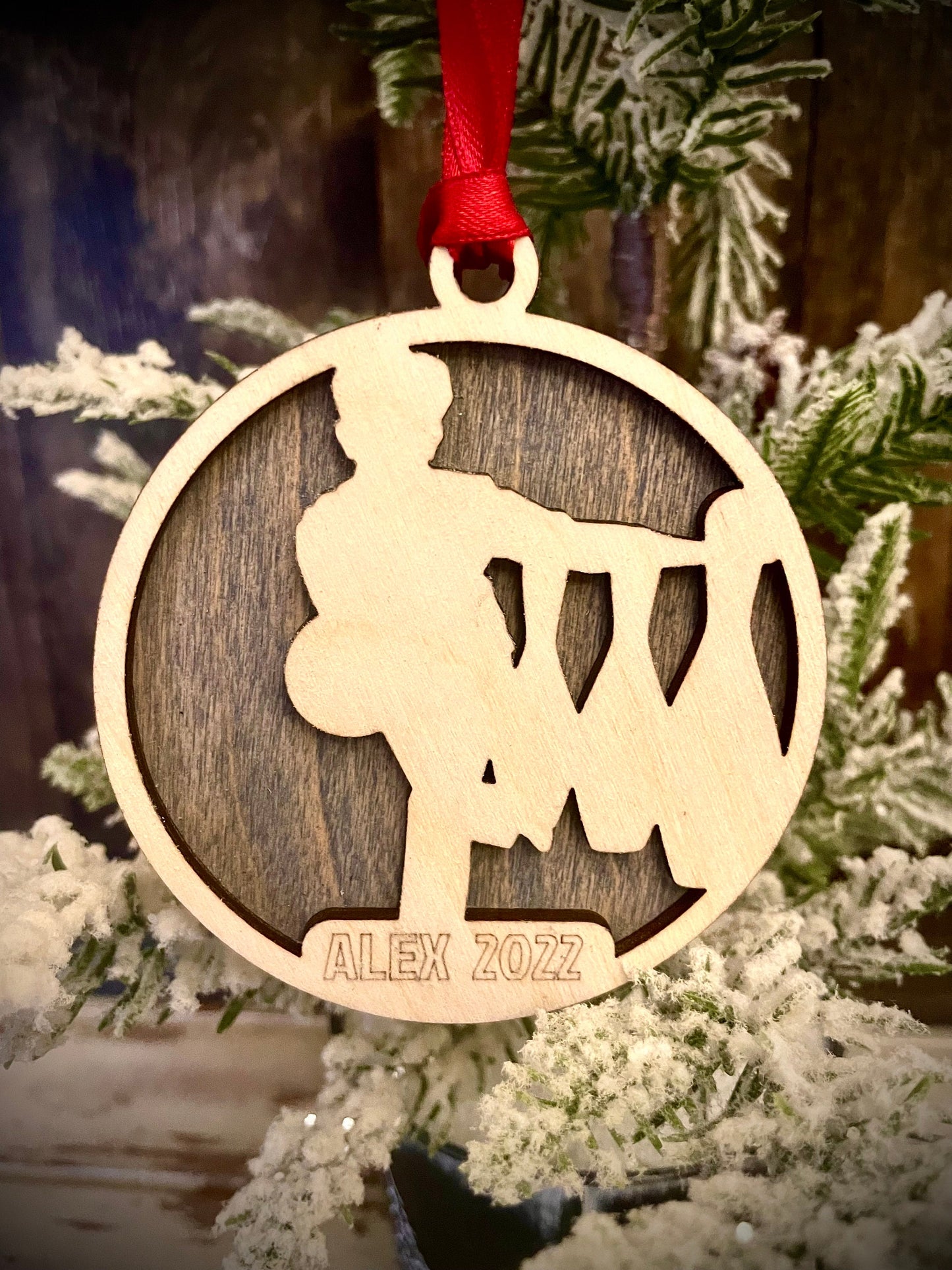 Bowling / Bowler Personalized 2-Layer Wood Christmas Ornament & Gift Tag | Multiple Finishes | Bowling Gift (#4)