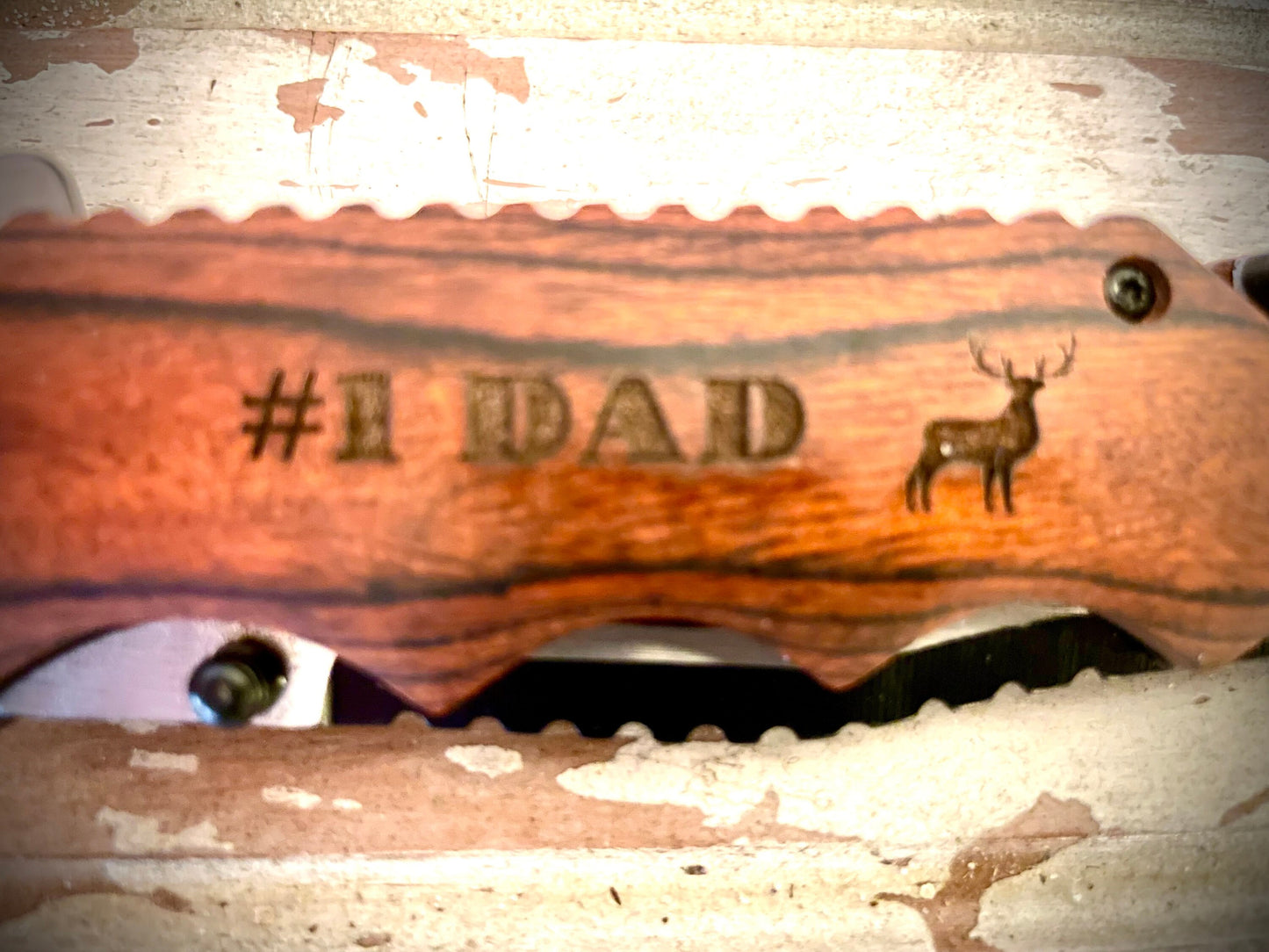 Custom Engraved Wood Tactical & Hunting Knife | Camping & Pocket Knife | Father's Day Gift
