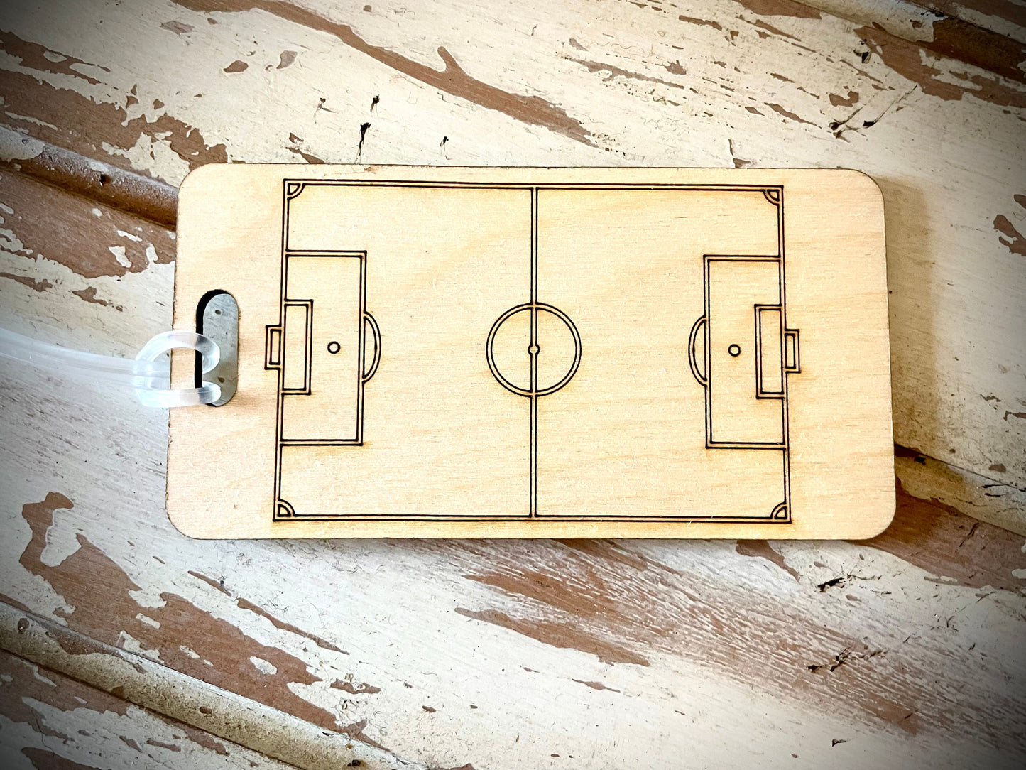 Soccer Field Wood Bag Tag | Personalized Luggage Tag | Custom Soccer Gift