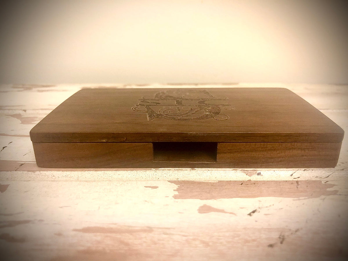 Custom Monogram or Logo Wood Business Card Case | 2-Piece Base & Lid