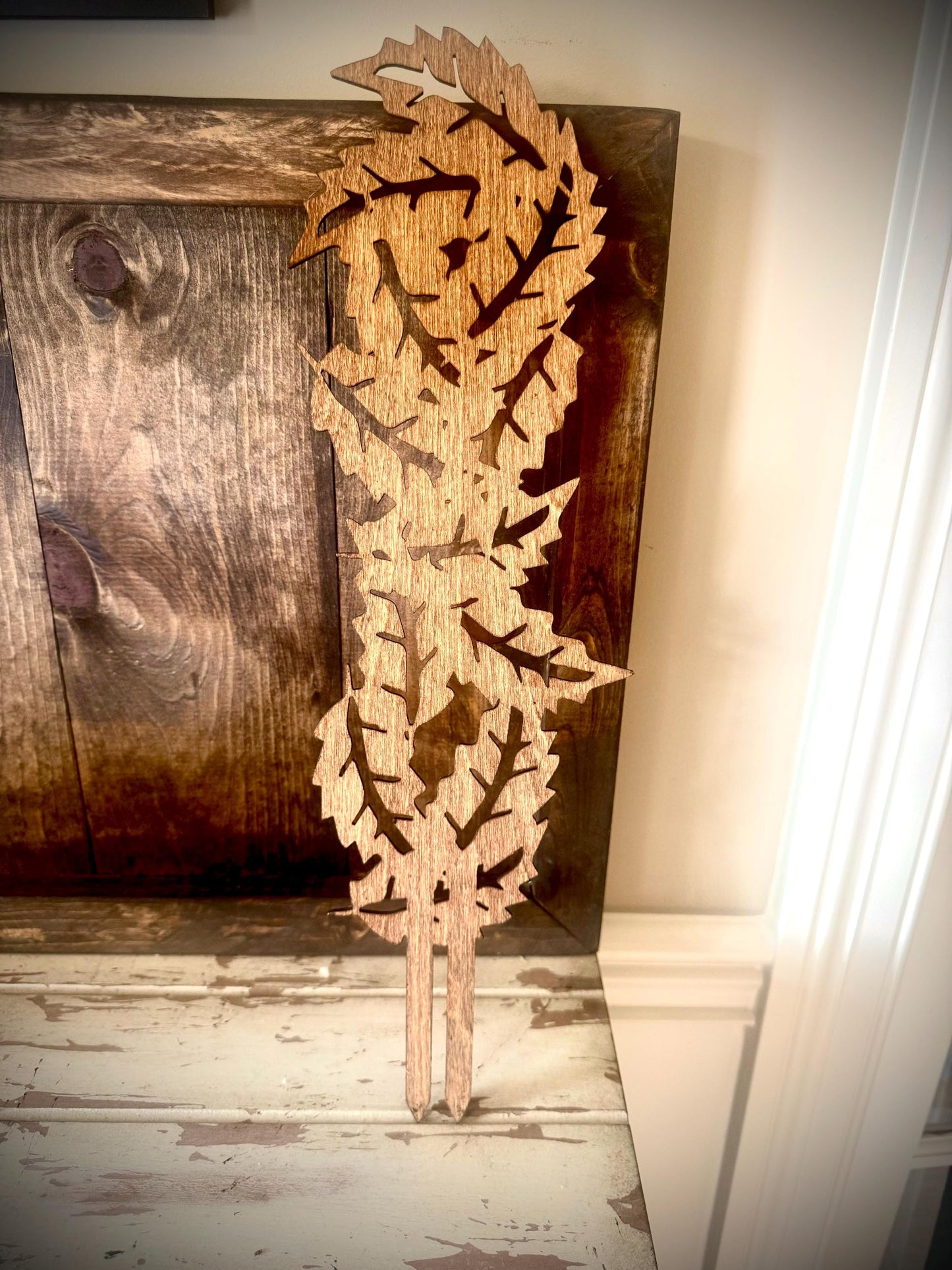 GIANT 18" Boho Indoor Plant Trellis | Oak Leaves | 12 Finishes