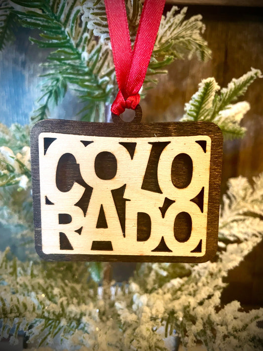 Colorado Word Art Wood Ornament & Gift Tag | 12 Finishes | State Pride Gift
