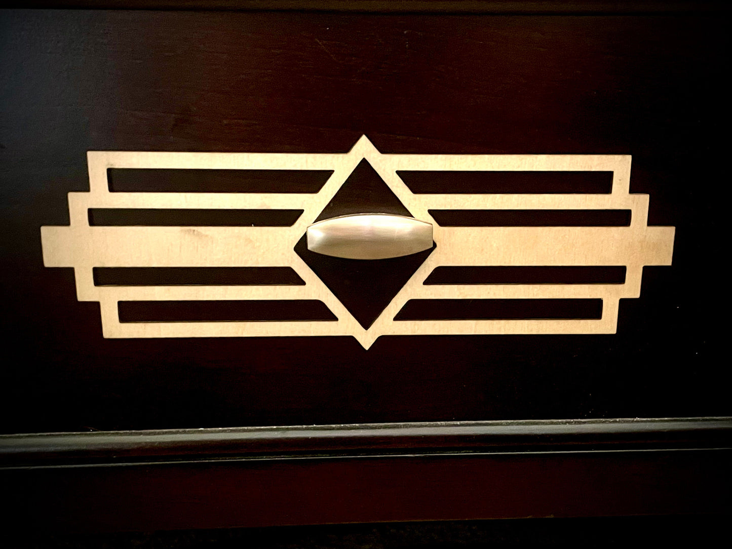 Boho Modern Art Deco Art Deco wood drawer knob or pull accent available in 15 finishes.  2 pieces. Set A-Diamond