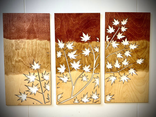 Maple Tree Wood Wall Art | 3-Panel Set | Multiple Sizes & Finishes