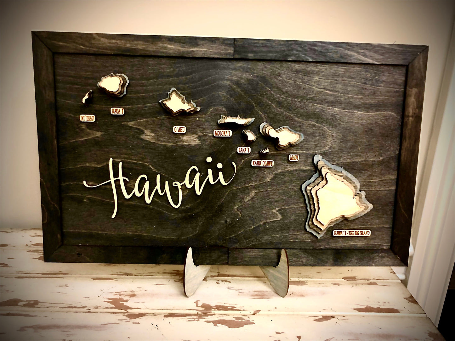 Hawaii Stacked State 3D Wood Table & Wall Art | Multi-Color