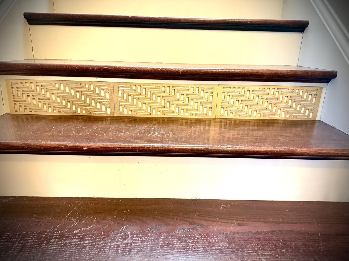 Art Deco Wood Staircase Accents | Set of 3 | Multiple Finishes | Style E
