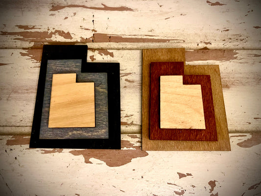 Utah 3-Layer Stacked Wood Refrigerator Magnet | Brown & Gray Tones | State Pride Gift
