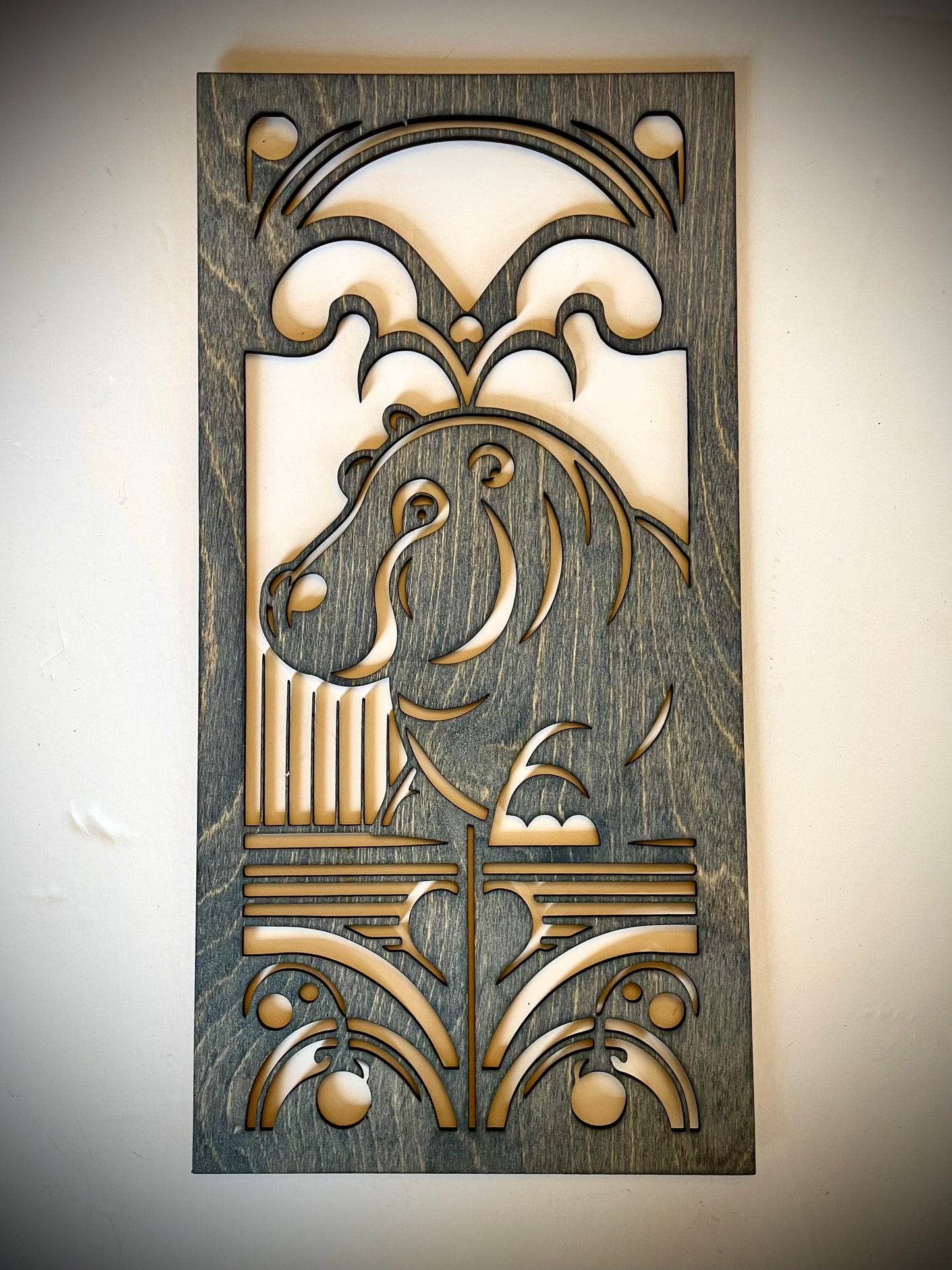 Art Deco Hippopotamus Wood Wall Art | 3-Panel Set | Multiple Sizes & Finishes