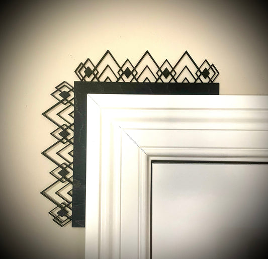 Boho Modern Art Deco Diamond Wood Corner Accent & Trim | Set of 2 | Multiple Sizes & Finishes
