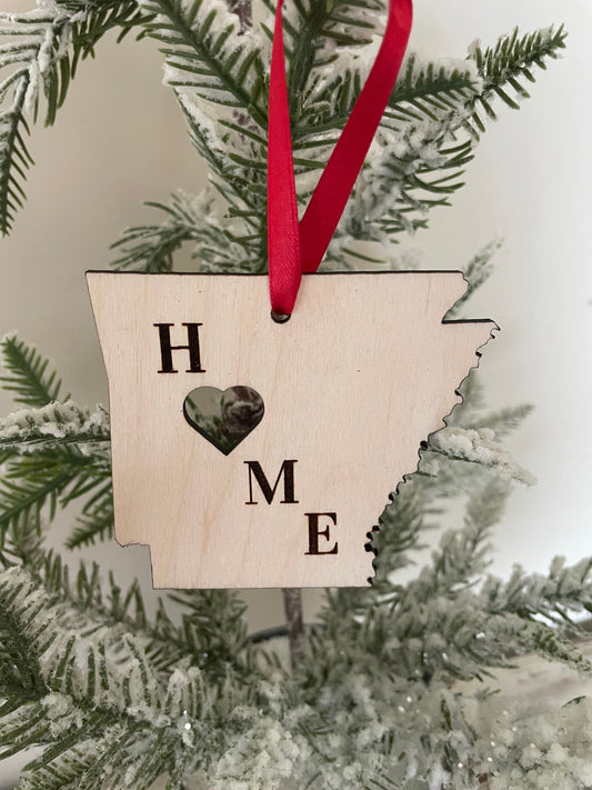 Arkansas HOME Wood Ornament & Gift Tag | 12 Finishes | State Pride Gift