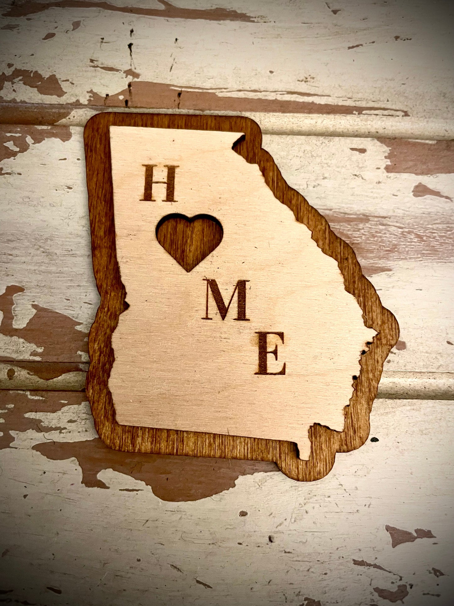Georgia HOME 2-Layer Wood Refrigerator Magnet | 12 Finishes | State Pride Gift