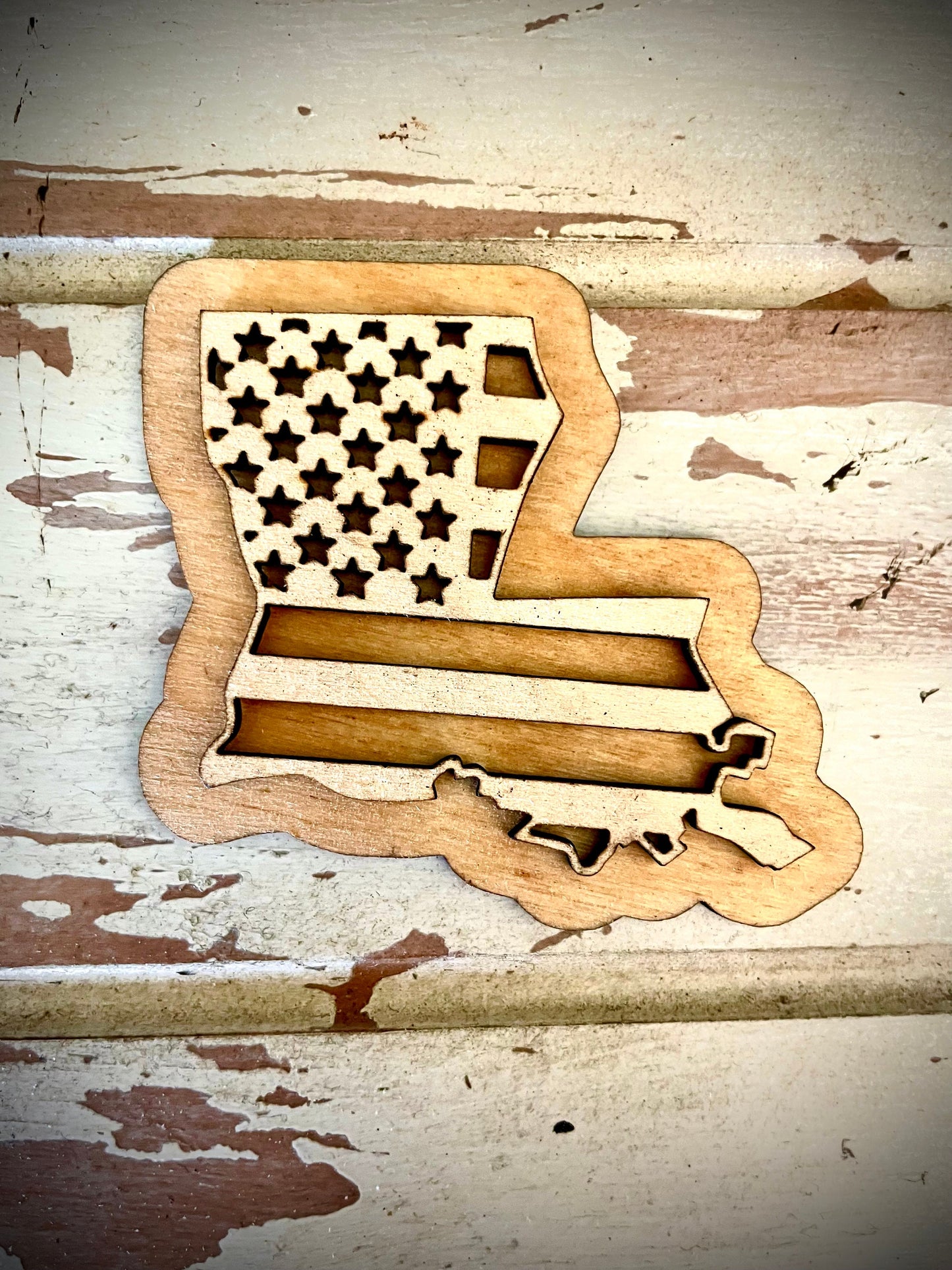 Louisiana US Flag 2-Layer Wood Refrigerator Magnet | 12 Finishes | Patriotic Gift