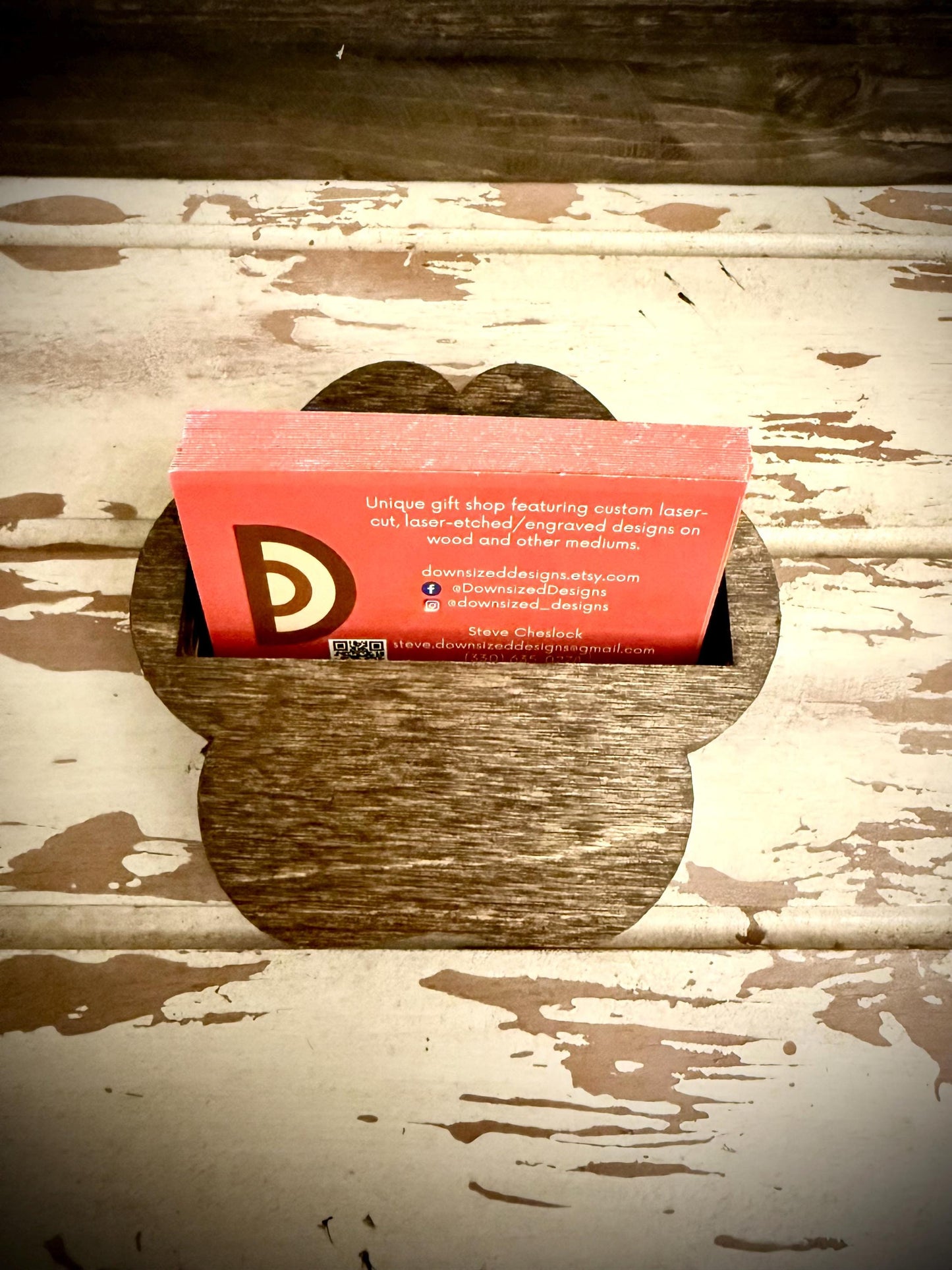 Dog Paw Wood Business Card Holder | 12 Finishes