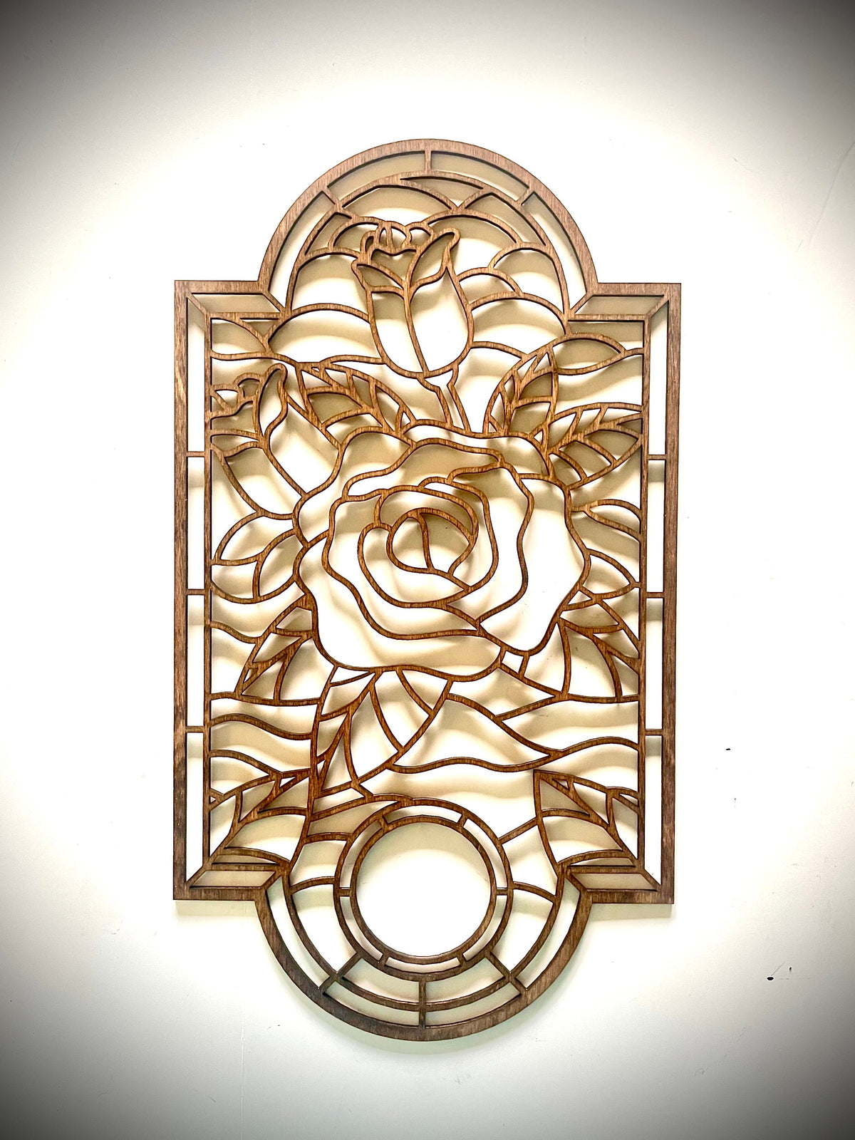 Flower Stained Glass Style Wood Wall Art | 3-Panel Set | Multiple Finishes