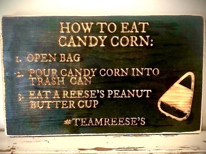 Funny Halloween Wood Kitchen Sign | Team Reese's vs Candy Corn | Halloween Decor