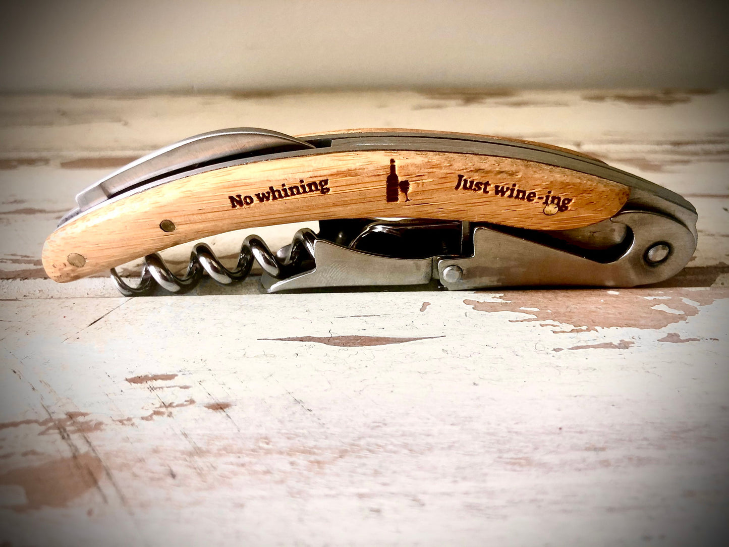 Custom Engraved Wood Wine Key & Corkscrew | Personalized Wine Opener Gift