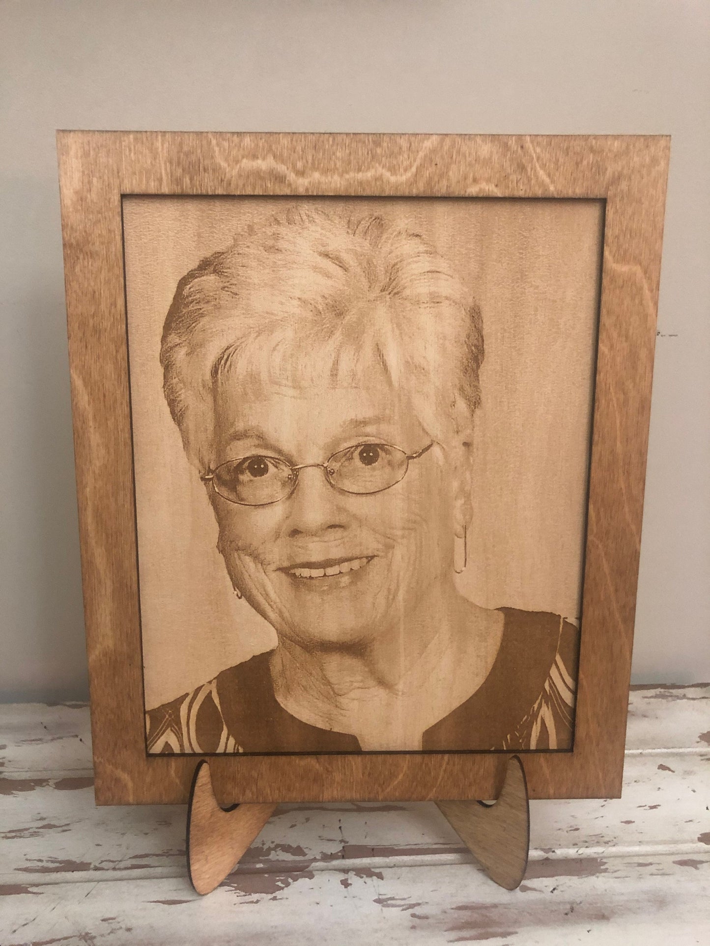 Custom Photo Engraved on Wood | Framed with Easel | 5x7 or 8x10