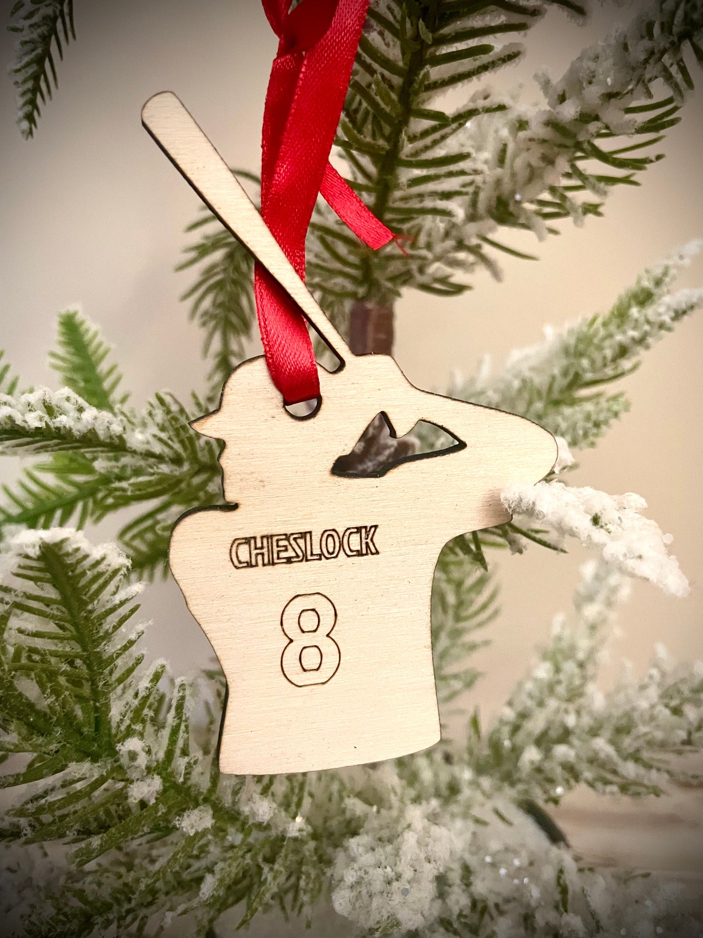 Baseball Player Personalized Wood Ornament & Gift Tag | Jersey Name & Number | Baseball Gift | Coach Gift