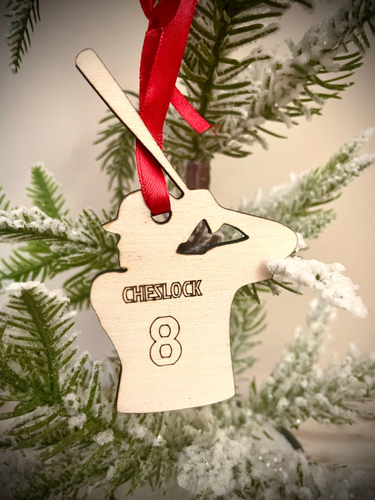 Baseball Player Personalized Wood Ornament & Gift Tag | Jersey Name & Number | Baseball Gift | Coach Gift