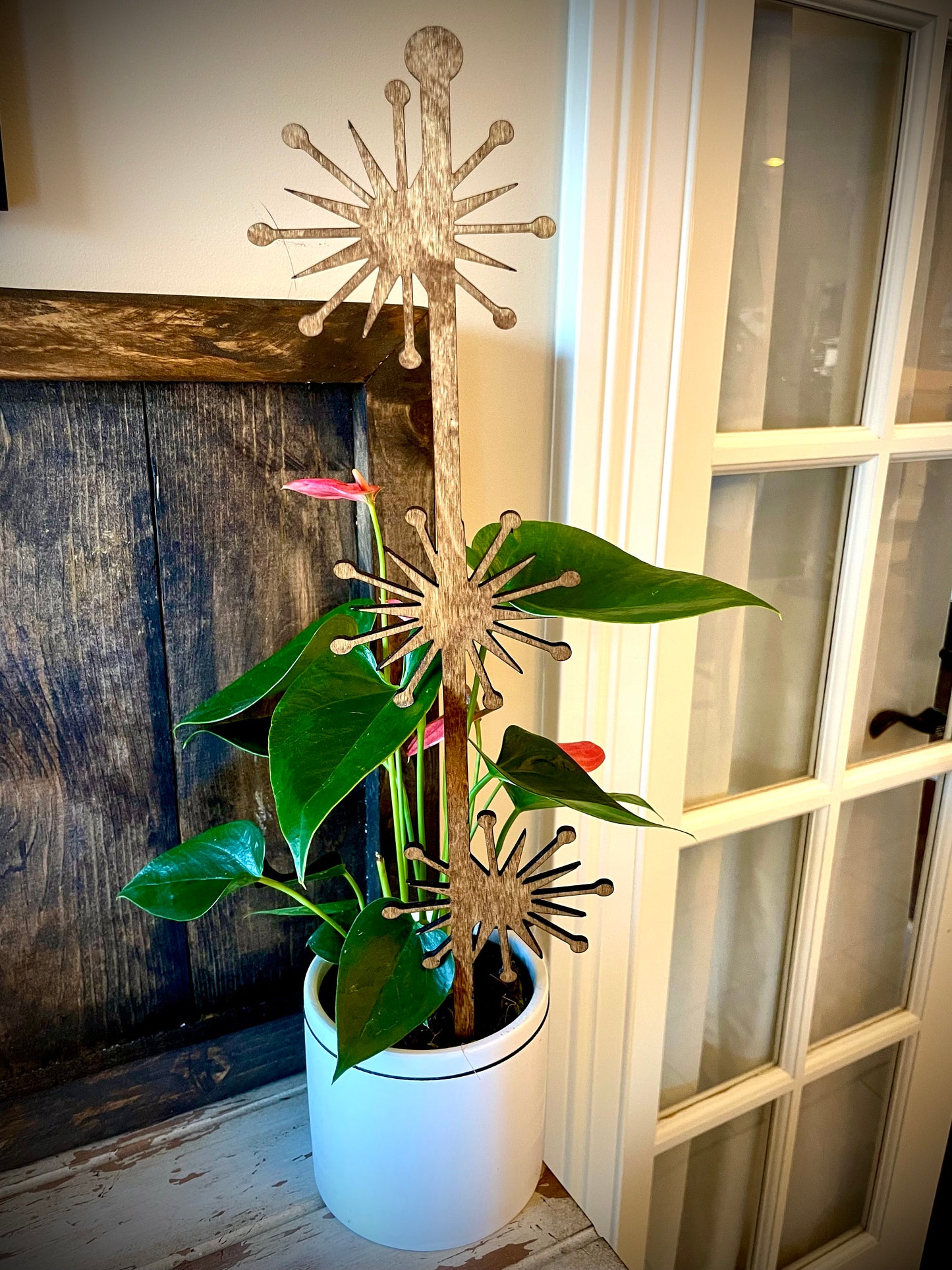 GIANT 18" Mid Century Modern Atomic Starburst Boho Indoor Plant Trellis | 3 Styles | Multiple Finishes