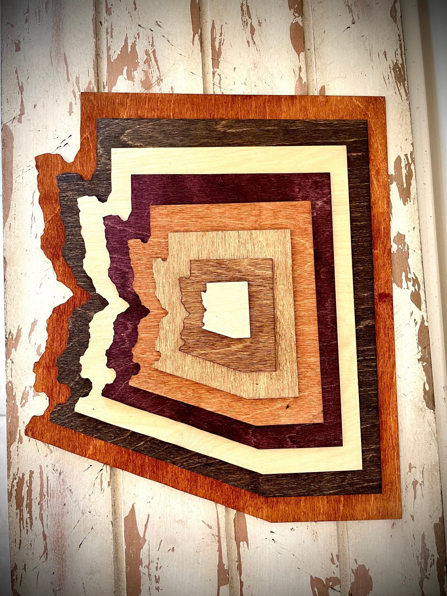 Arizona Stacked State 3D Wood Table & Wall Art | Multi-Color