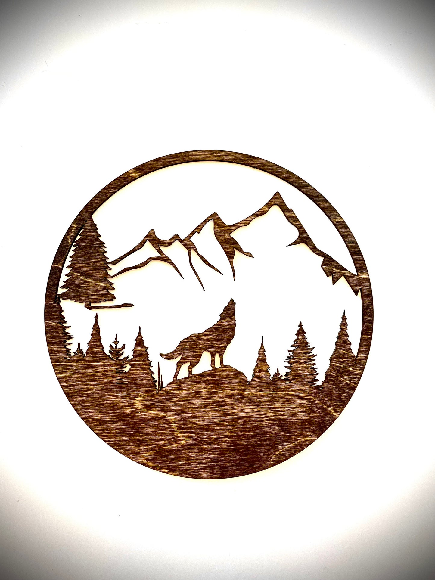 Wolf Scene Wood Wall Art | 3-Panel Round Set | Multiple Finishes