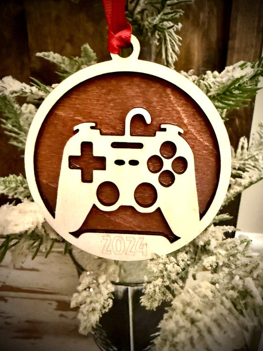 Video Game Controller Gamer Personalized 2-Layer Wood Christmas Ornament & Gift Tag | Multiple Finishes | Gaming Gift
