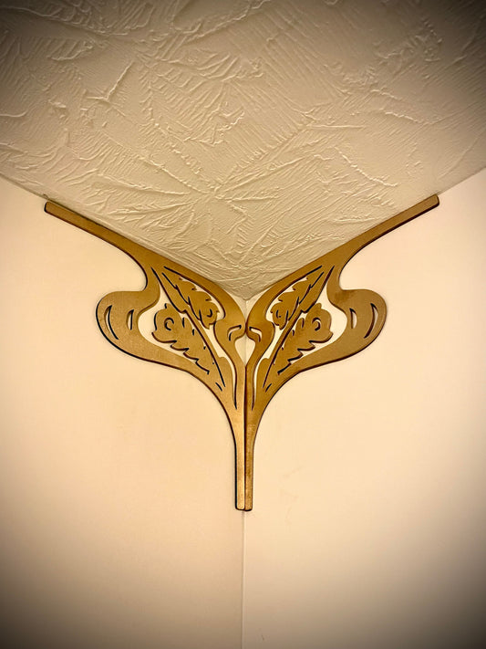 Art Nouveau Wood Inside Corner Accent & Trim | Set of 2 | Multiple Sizes & Finishes | Set A
