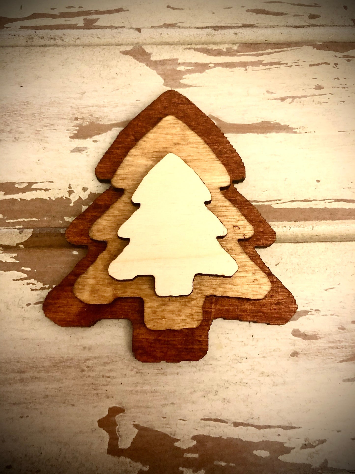 Stacked Christmas Trees Wood Refrigerator Magnet | Multi-Color | Holiday Decor Gift