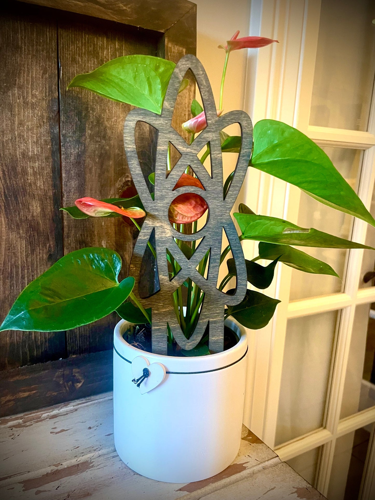 Mid Century Modern Atomic Circle Boho Indoor Plant Trellis | Multiple Sizes & Finishes