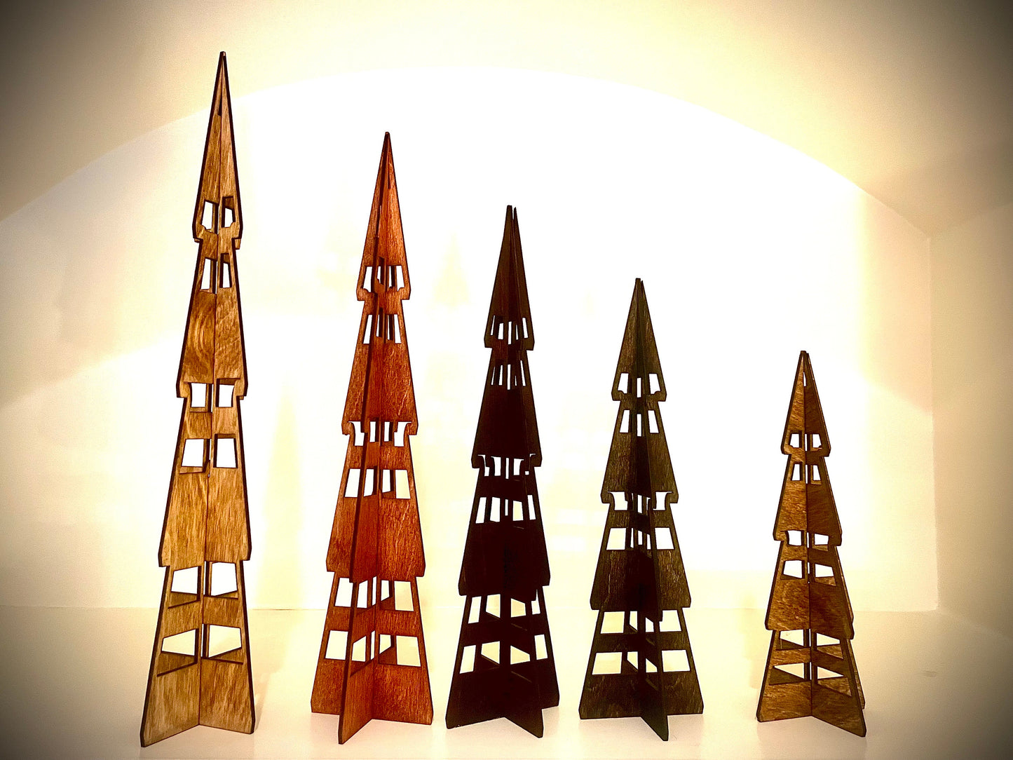 3D Pine Tree Wood Tabletop Decor | 3 Styles, 5 Sizes, 12 Finishes