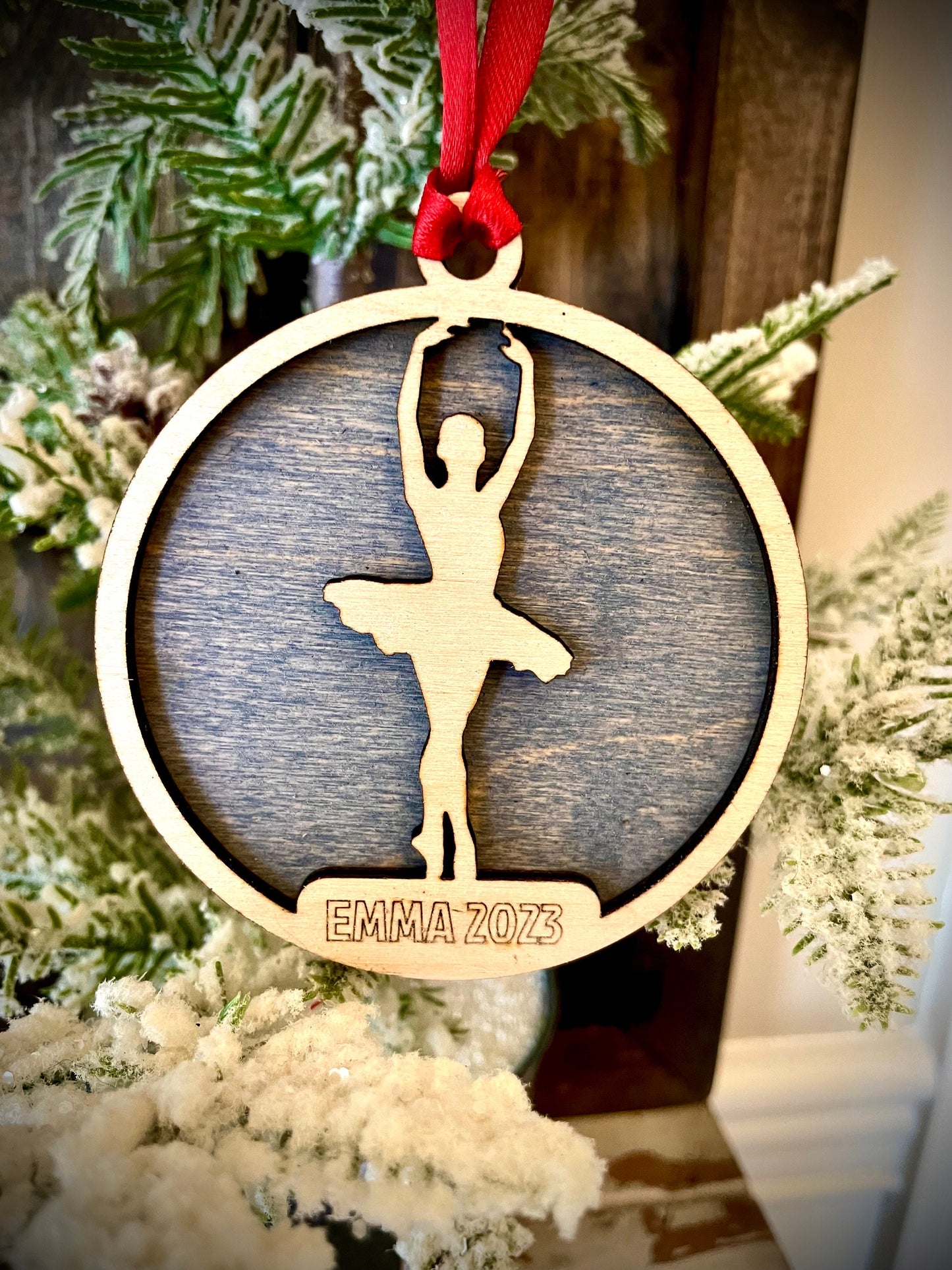 Ballet Dance Personalized 2-Layer Wood Christmas Ornament & Gift Tag | Multiple Finishes | Dance Gift (#14)