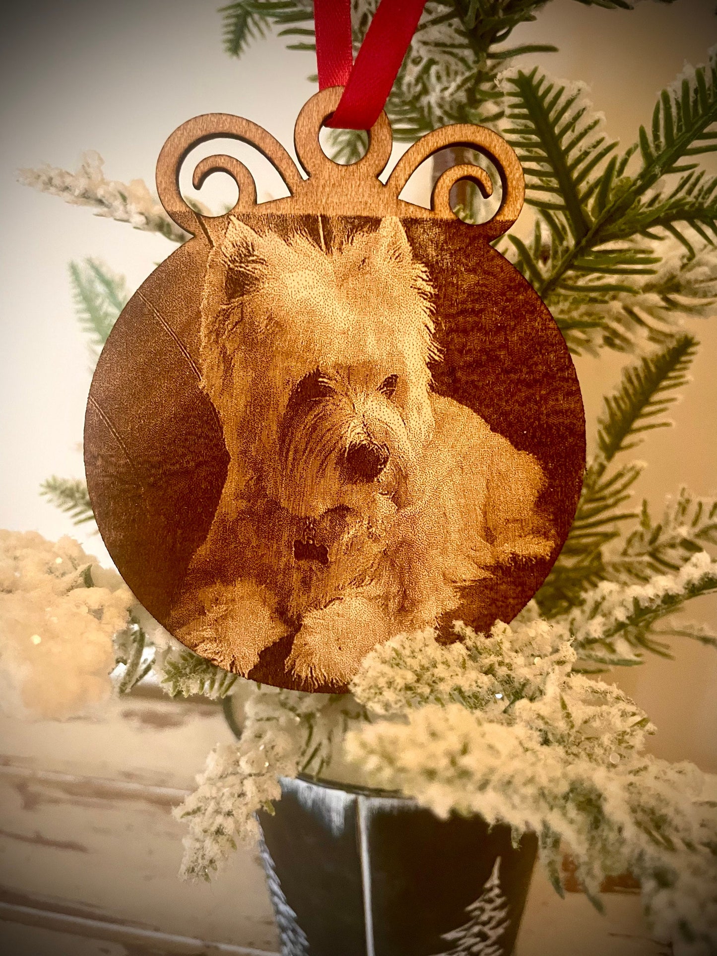 Custom Dog Photo Ornament/Gift Tag with photo of dog, cat, horse, family, kids