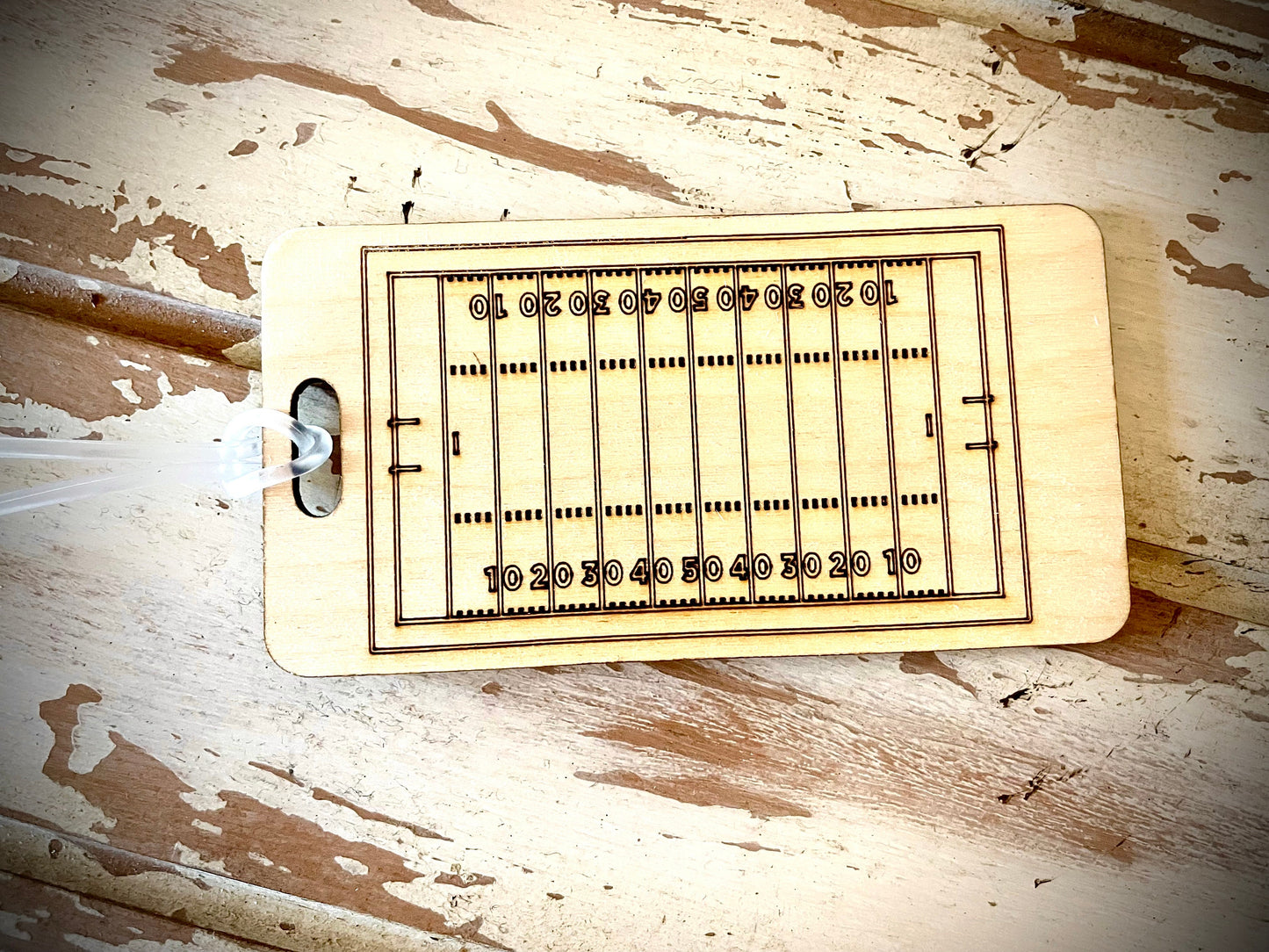 Football Field Wood Bag Tag | Personalized Luggage Tag | Custom Football Gift