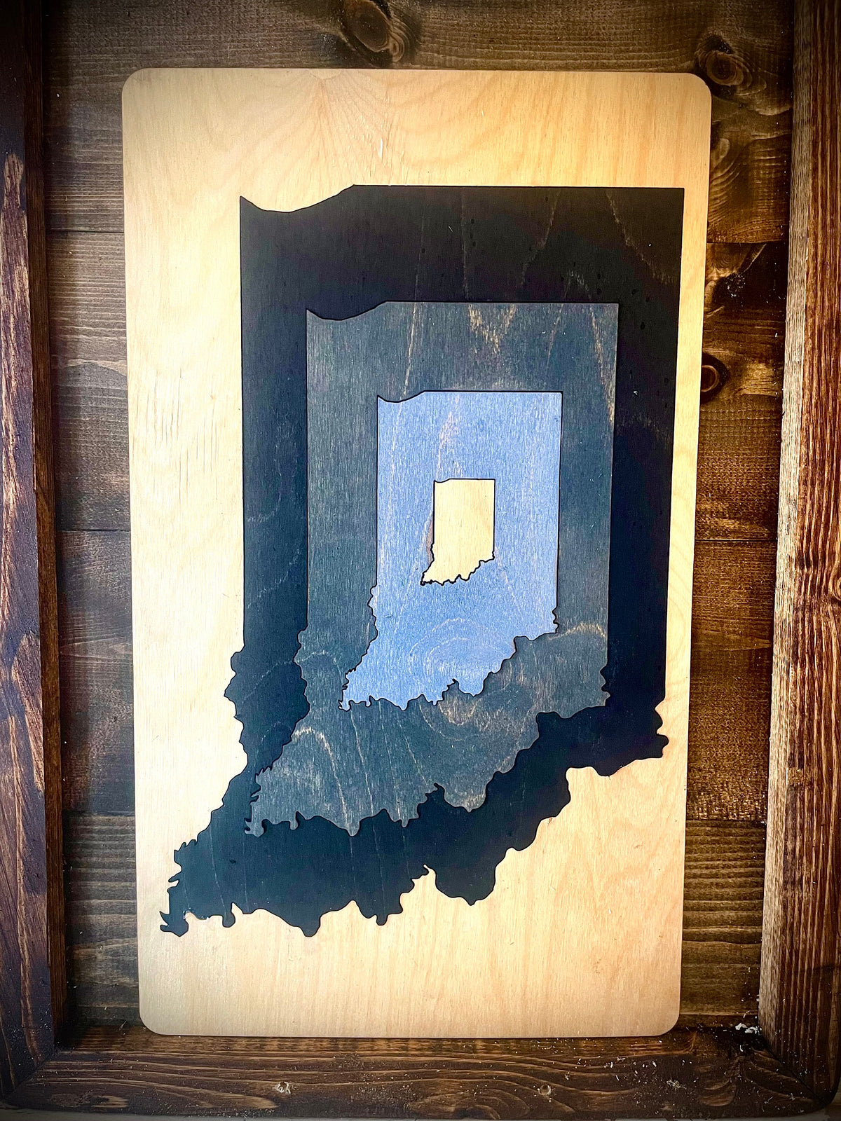Indiana Inlay Art Wood Panel | Table or Wall Art | Multi-Color