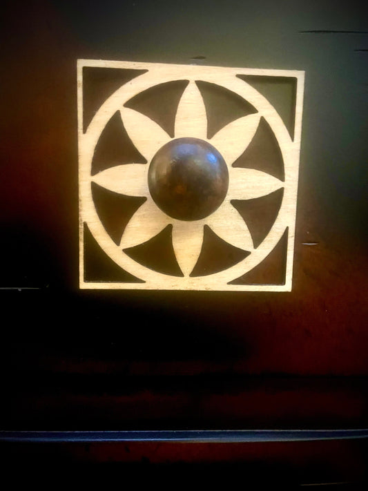 Boho Modern Flower Wood Drawer Knob & Pull Accent | Set of 4 | Style F | 15 Finishes