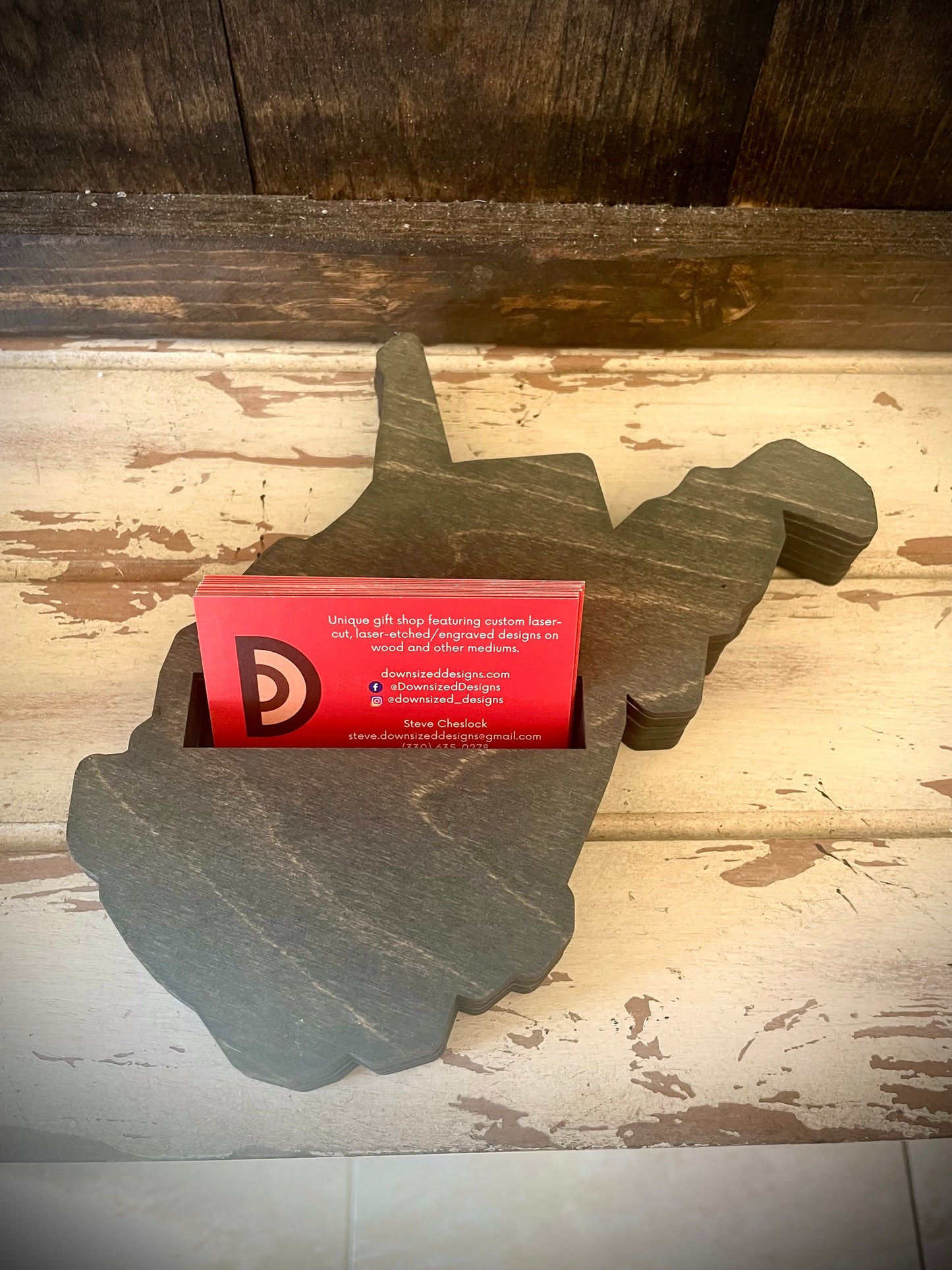 West Virginia Wood Business Card Holder | 12 Finishes | Office Gift
