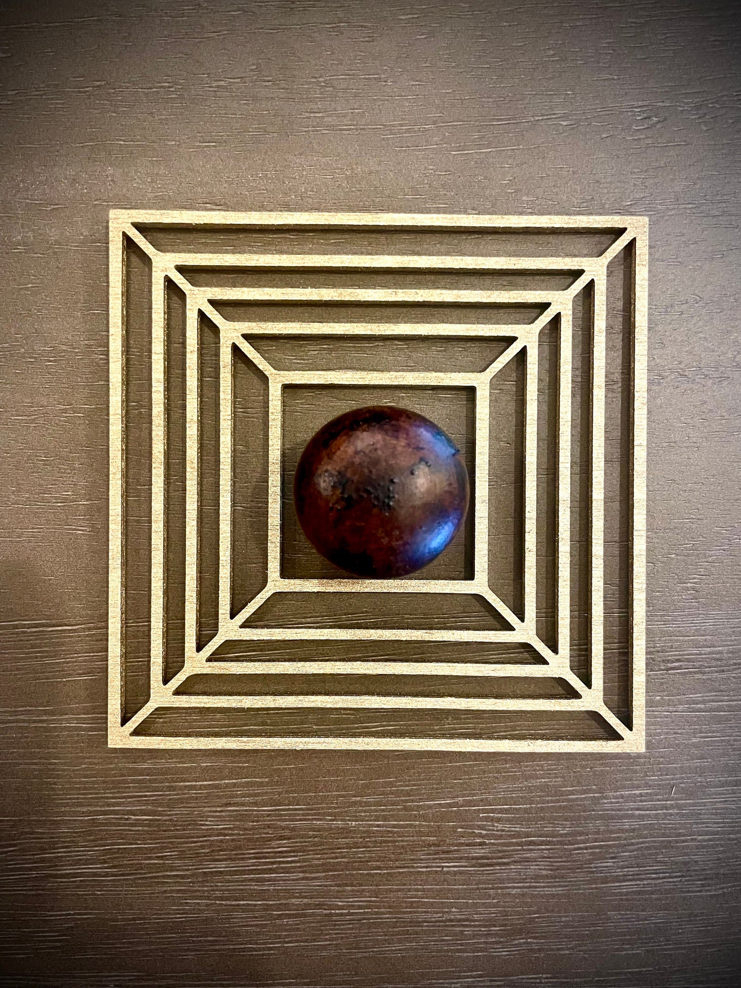 Boho Modern Art Deco Art Deco wood drawer knob or pull accent in natural or 14 other finishes.  2 pieces. Set AC