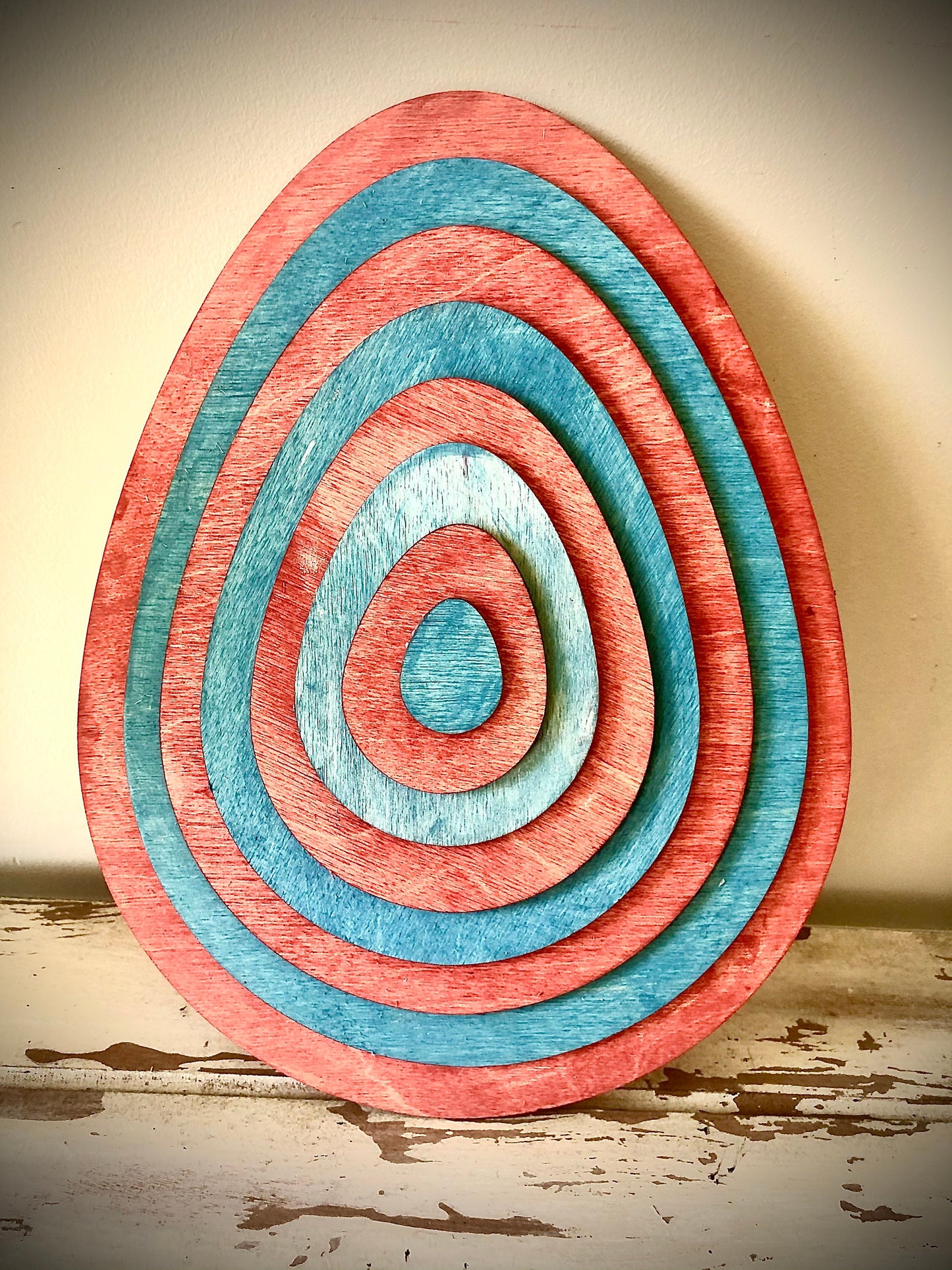 Stacked 3D Wood Easter Eggs | Table & Wall Art | Multi-Color Easter Decor