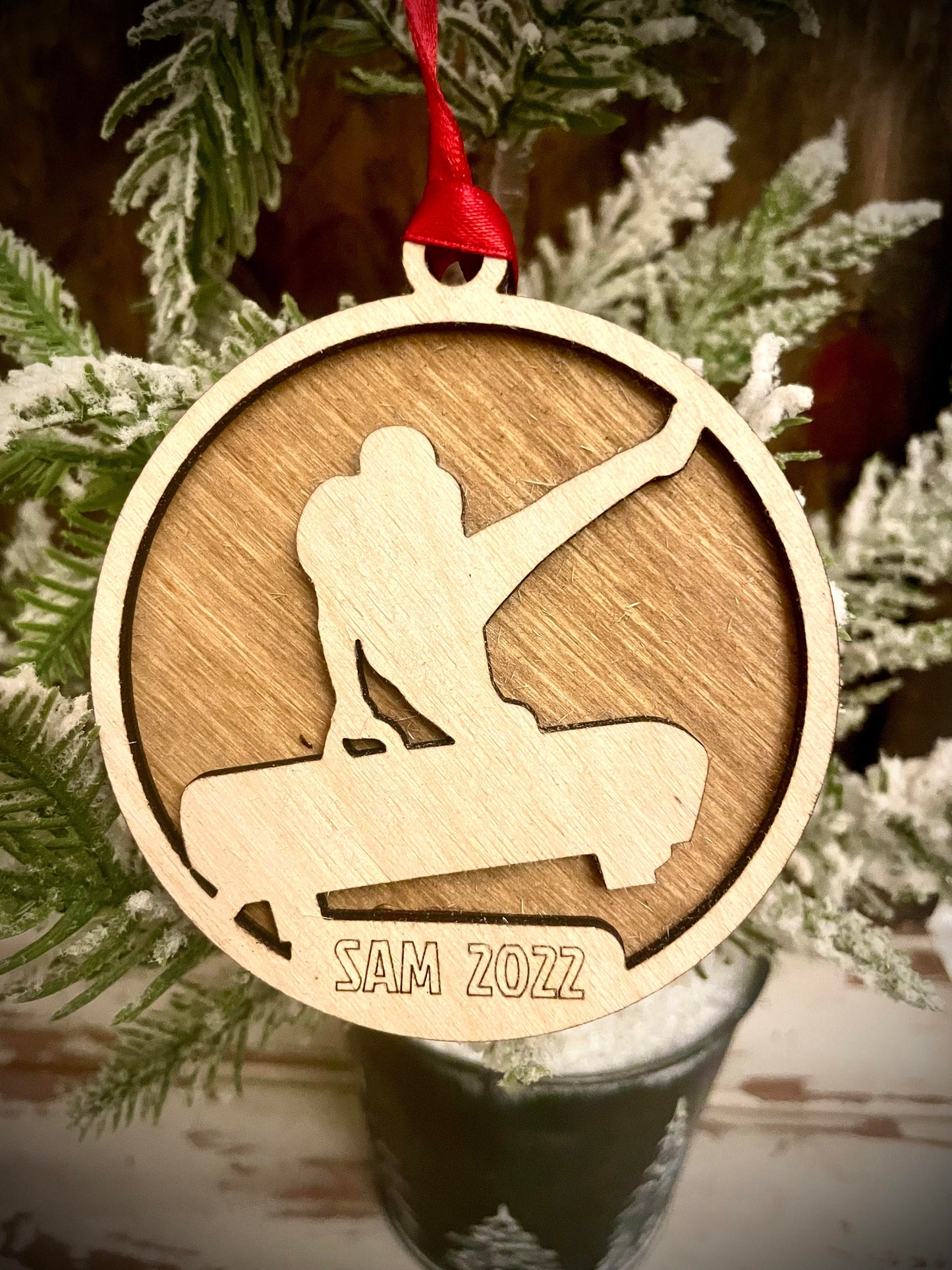 Male Gymnast Personalized 2-Layer Wood Christmas Ornament & Gift Tag | Multiple Finishes | Gymnastics Gift (#15)