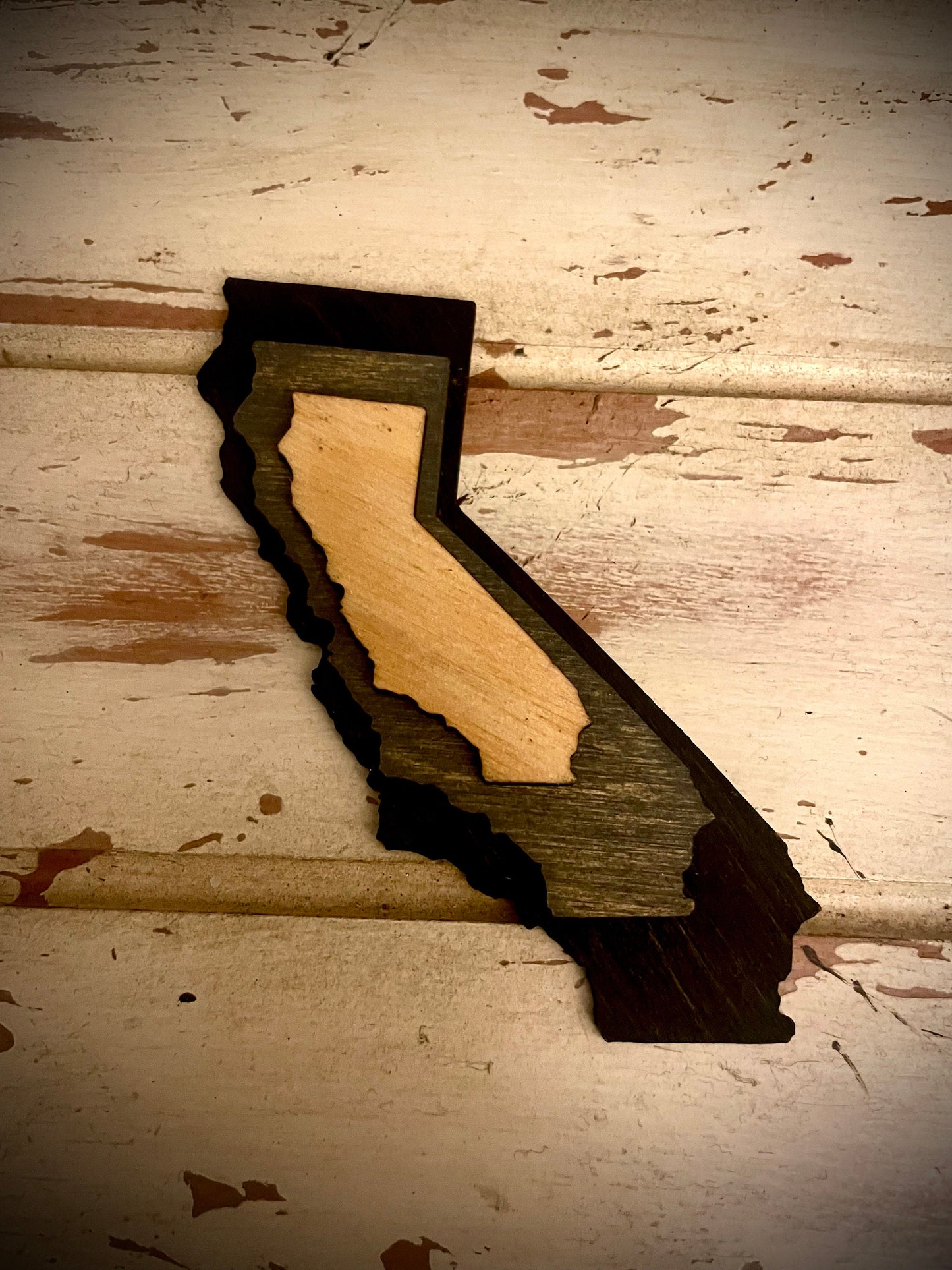 California 3-Layer Stacked Wood Refrigerator Magnet | Brown & Gray Tones | State Pride Gift