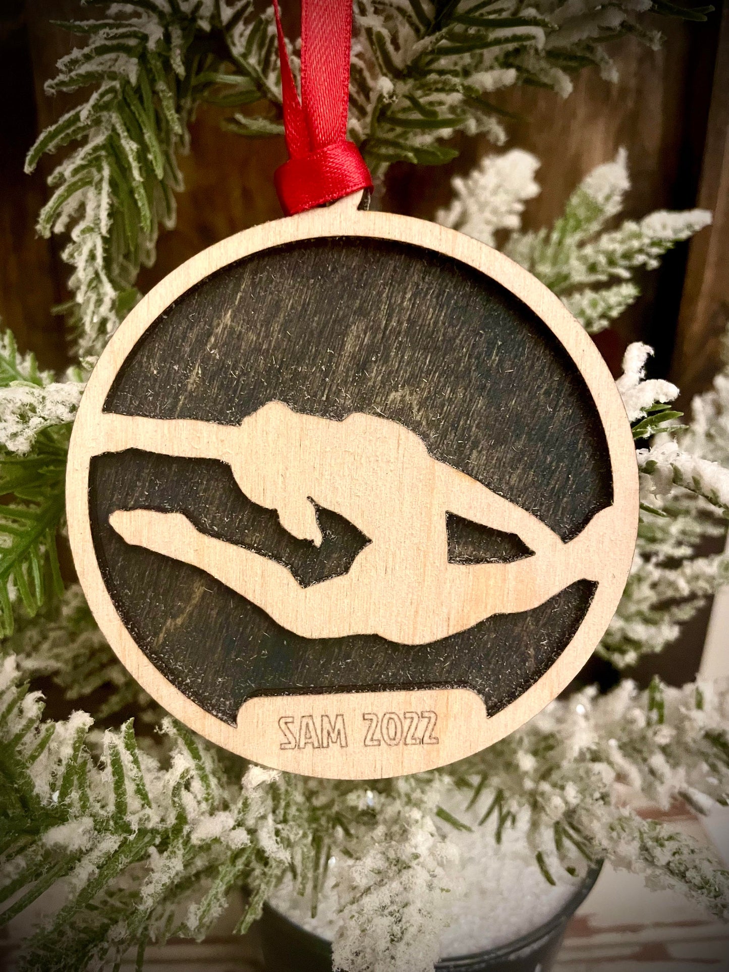 Gymnast Personalized 2-Layer Wood Christmas Ornament & Gift Tag | Multiple Finishes | Gymnastics Gift (#3)