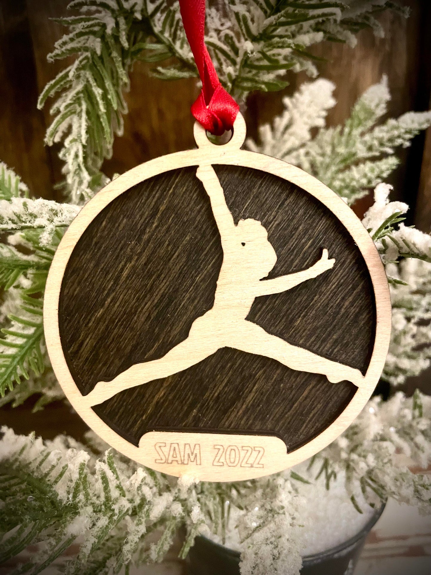 Gymnast Personalized 2-Layer Wood Christmas Ornament & Gift Tag | Multiple Finishes | Gymnastics Gift (#14)