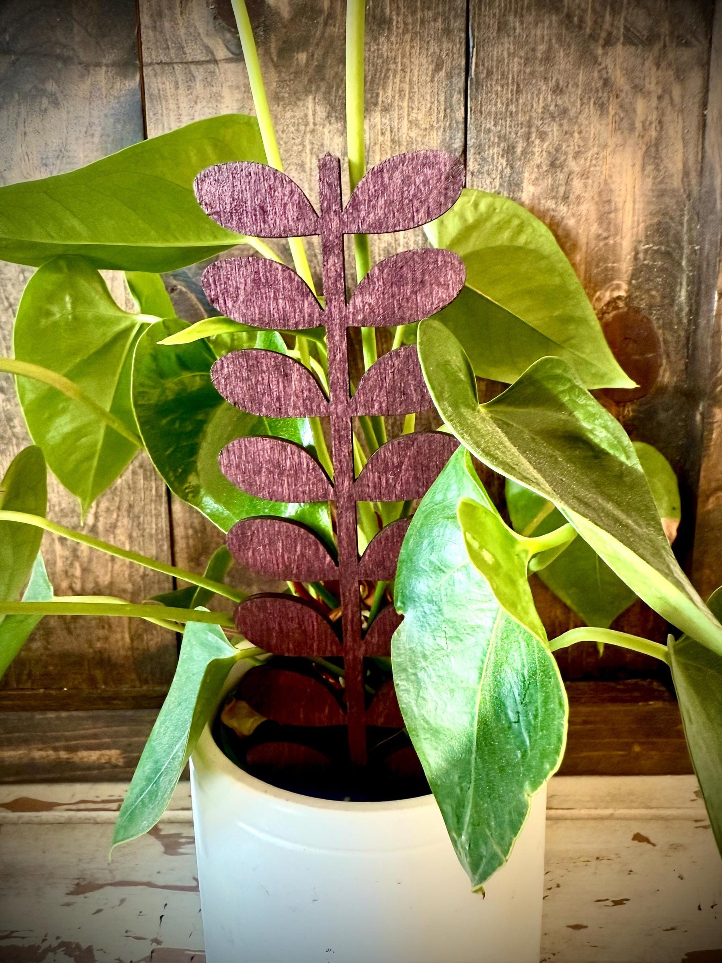 Mid Century Modern Leafy Vine Boho Indoor Plant Trellis | Multiple Sizes & Finishes