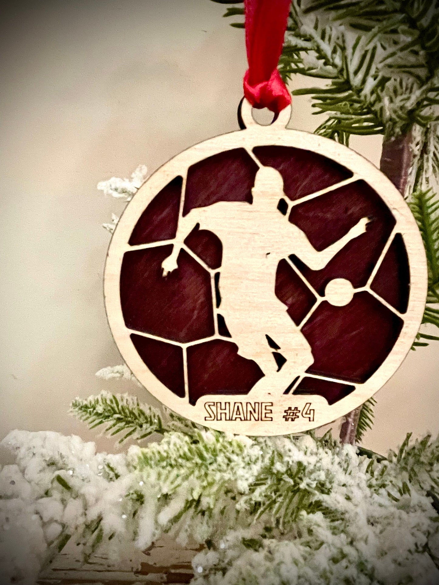 Soccer Player Personalized 2-Layer Wood Christmas Ornament & Gift Tag | Multiple Finishes | Soccer Gift (#10)