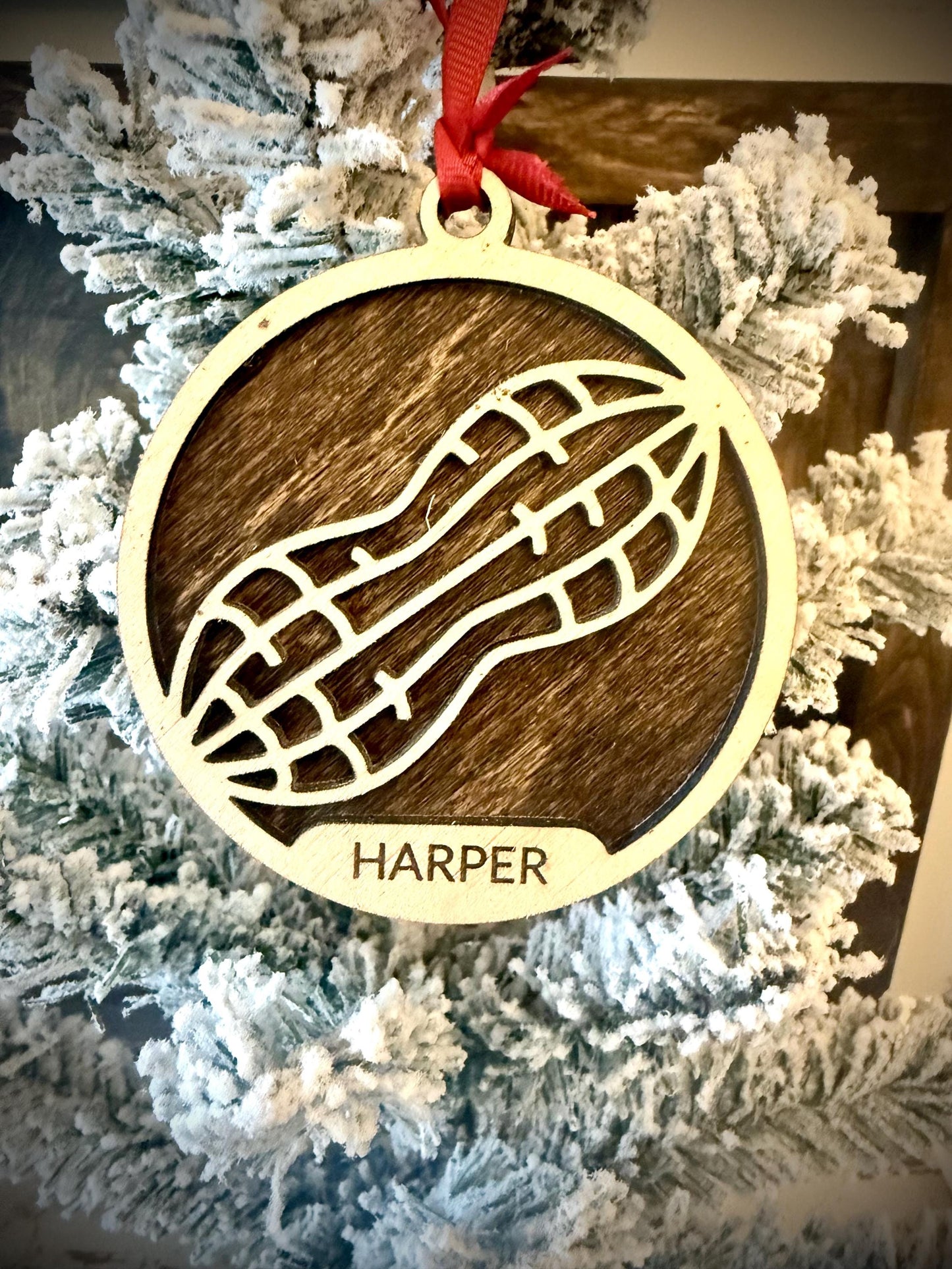 Peanut Personalized 2-Layer Wood Christmas Ornament & Gift Tag | Multiple Finishes | Unique Gift