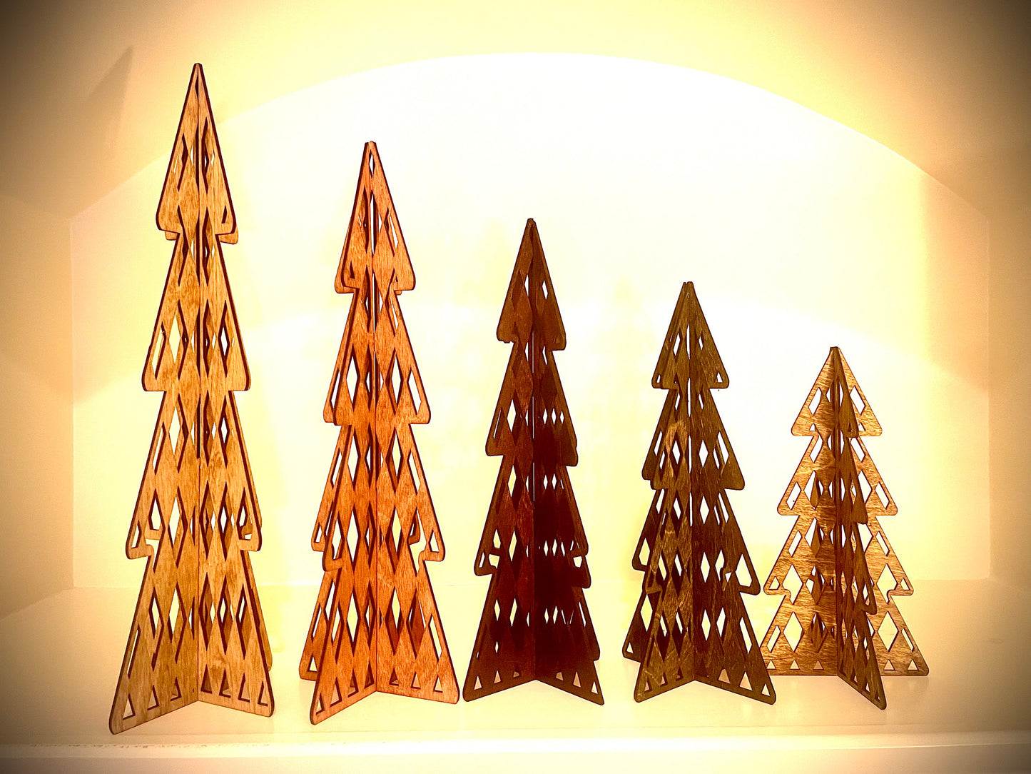 3D Pine Tree Wood Tabletop Decor | 3 Styles, 5 Sizes, 12 Finishes
