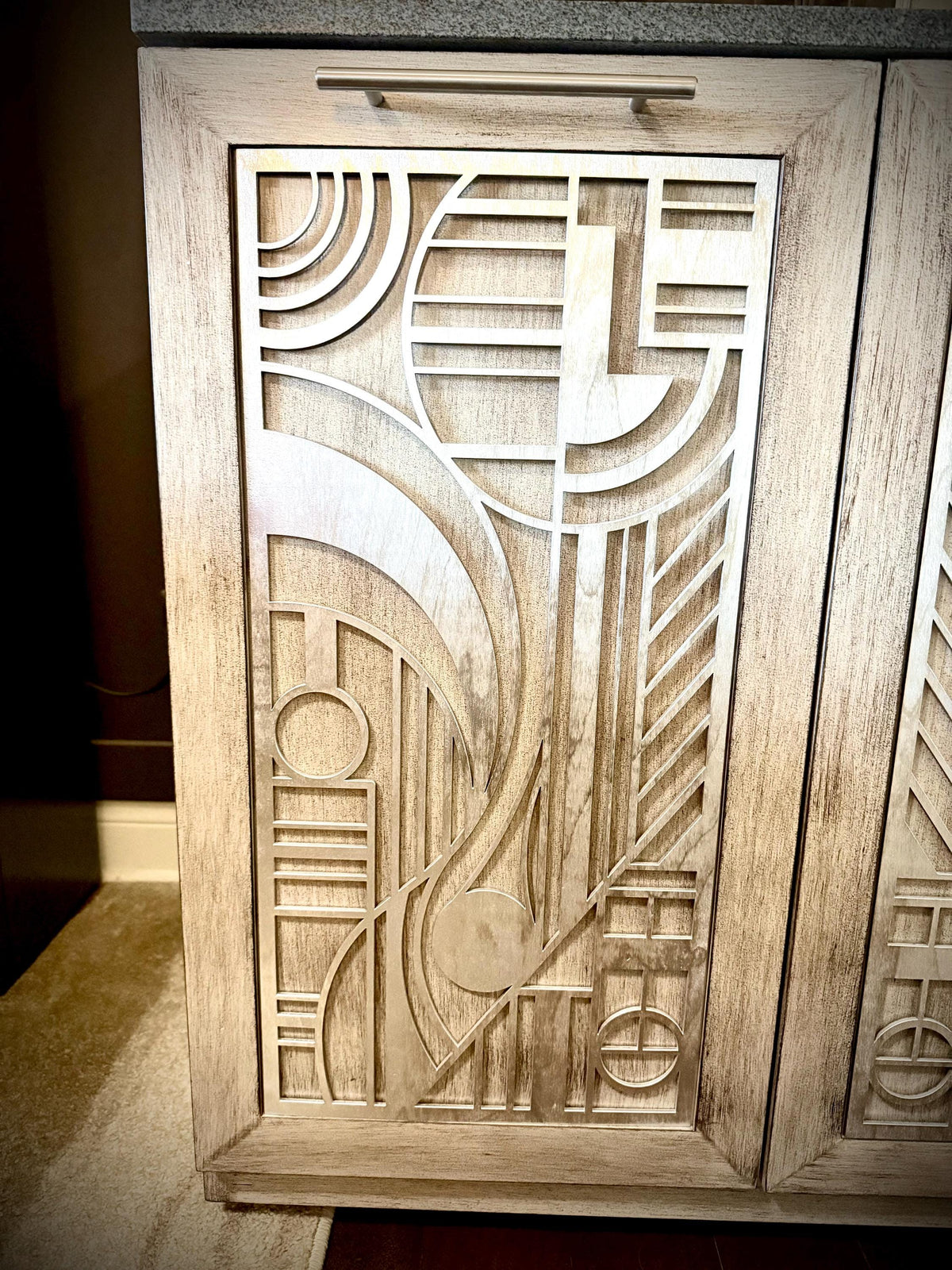 Art Deco Geometry Kitchen & Bathroom Cabinet Facing Panels | Custom Sized | Raw, Primed & Finished | Style 001